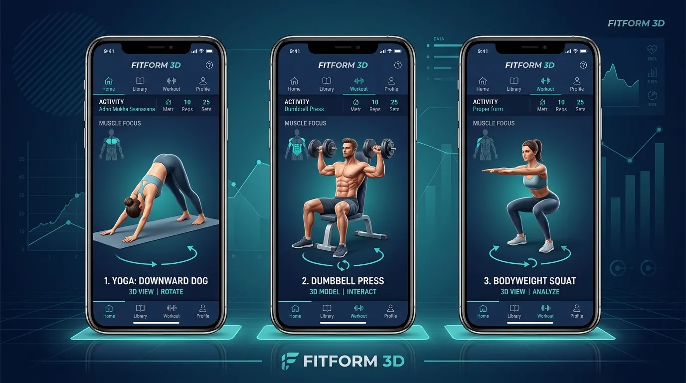 3d Demos Multiple Exercise Types — visual guide for the What Interactive 3D Exercise Demos Actually Are section
