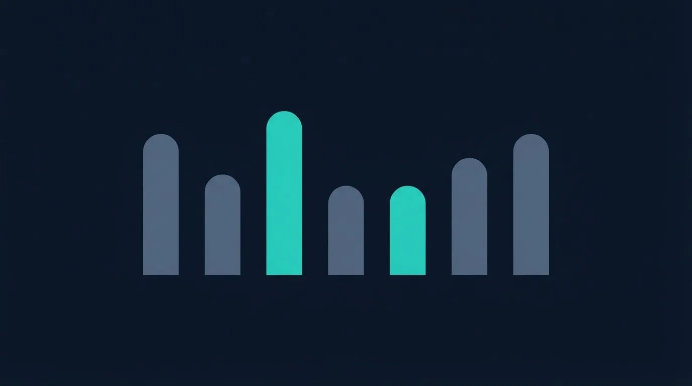 Seven bars of varying height representing a week of AI generated workouts, with harder training days and lighter recovery days
