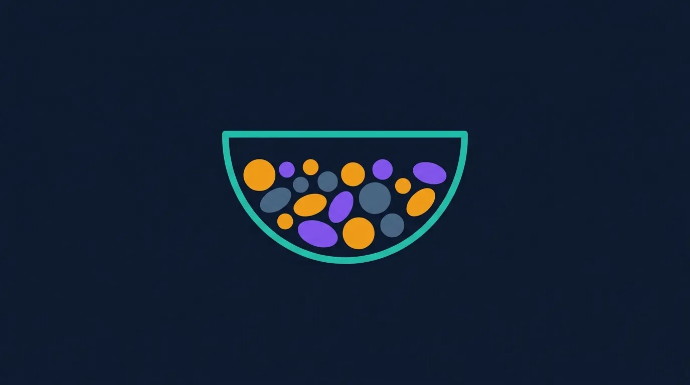 Editorial illustration of a bowl of assorted legumes (lentils, black beans, chickpeas) with a spoon, symbolizing the highest-density whole-food fiber category