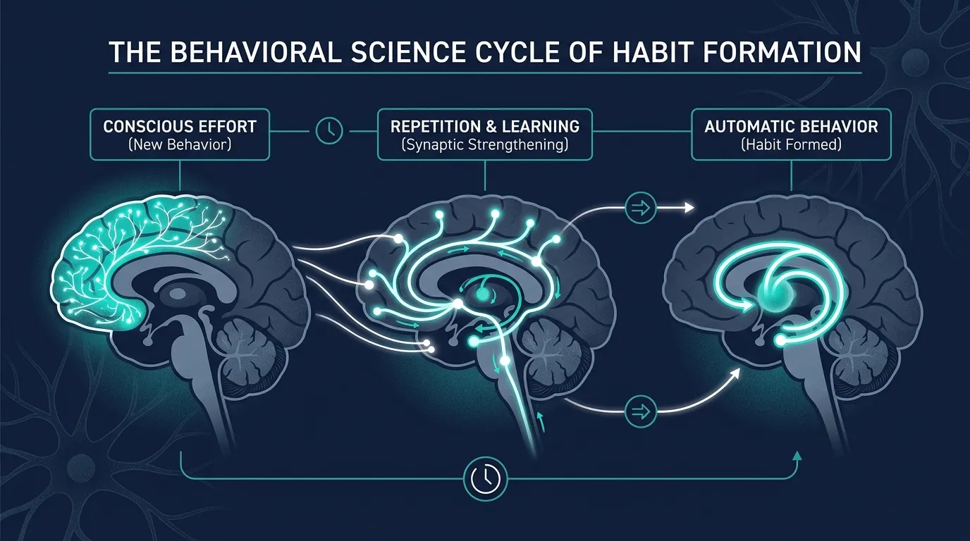 Habit Loop Behavioral Science — visual guide for the The Reward Problem: Why Most Fitness Programs Fail section