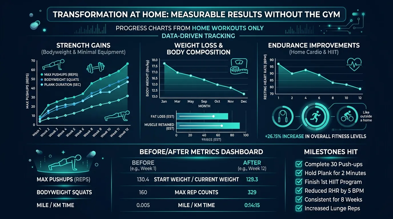 Home Workout Results Data — visual guide for the Progressive Overload at Home: How to Keep Progressing Without a Weight Rack section