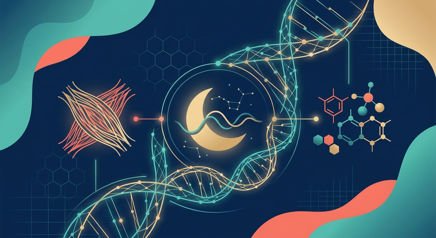 Illustration showing the relationship between progressive overload, protein intake, sleep quality, and muscle adaptation