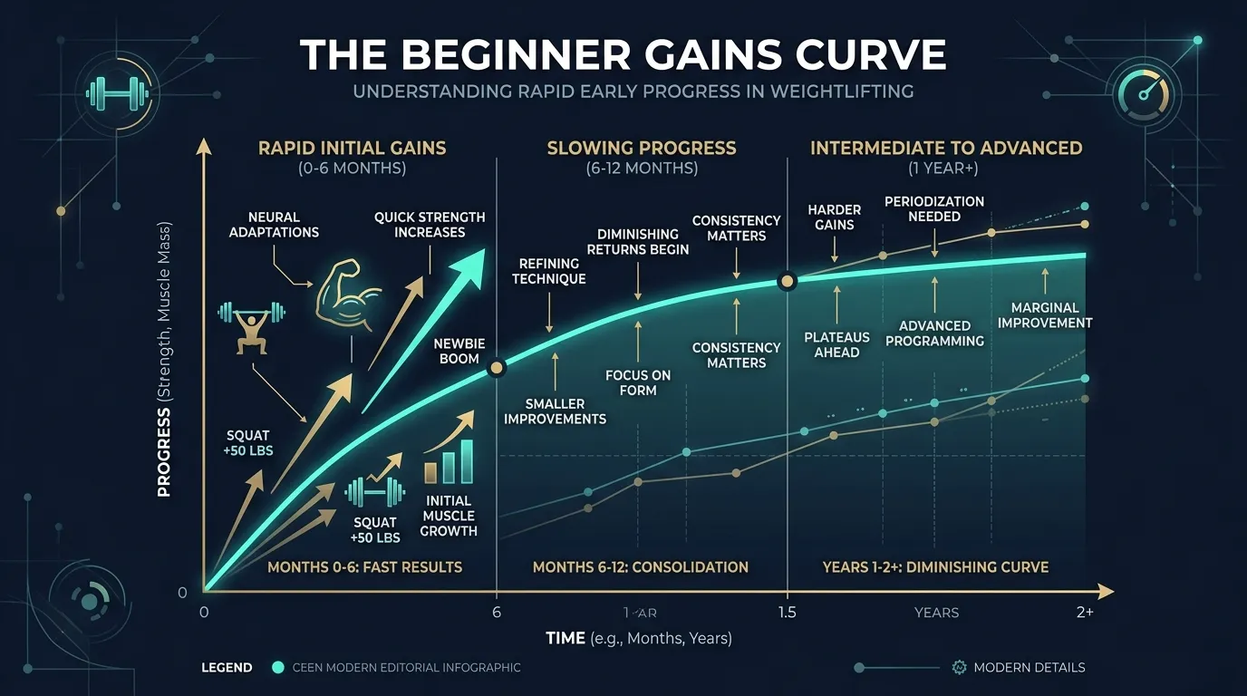 Progressive Overload Beginner Gains — visual guide for the Why It Matters More Than Anything Else section