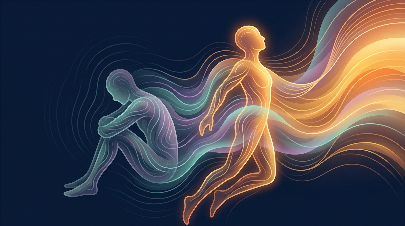 Visual showing the energy response to exercise with low-intensity movement boosting energy levels