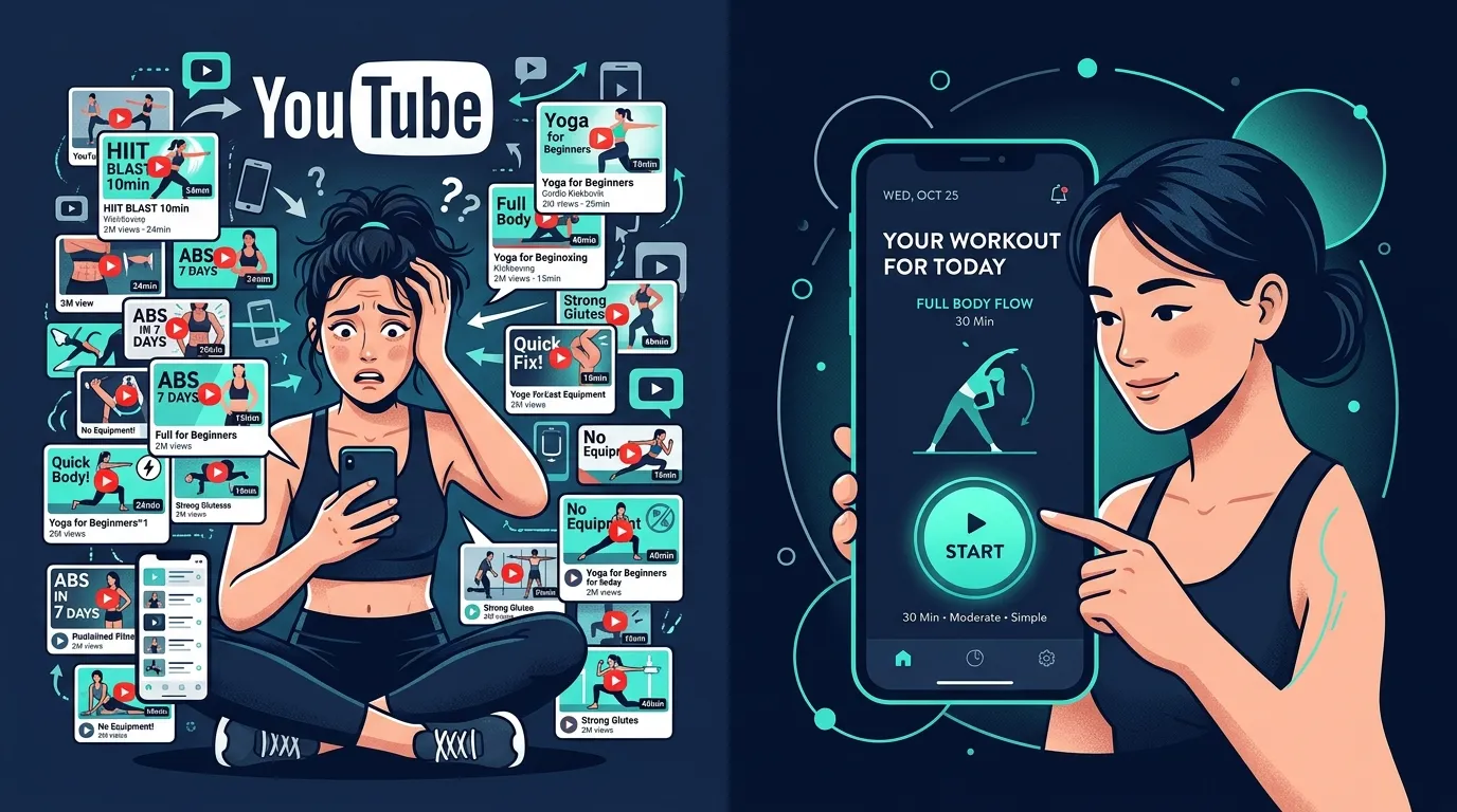Workout Apps Guided Simplicity — visual guide for the The Engagement Problem: Why Gamification Matters More Than Content Quality section