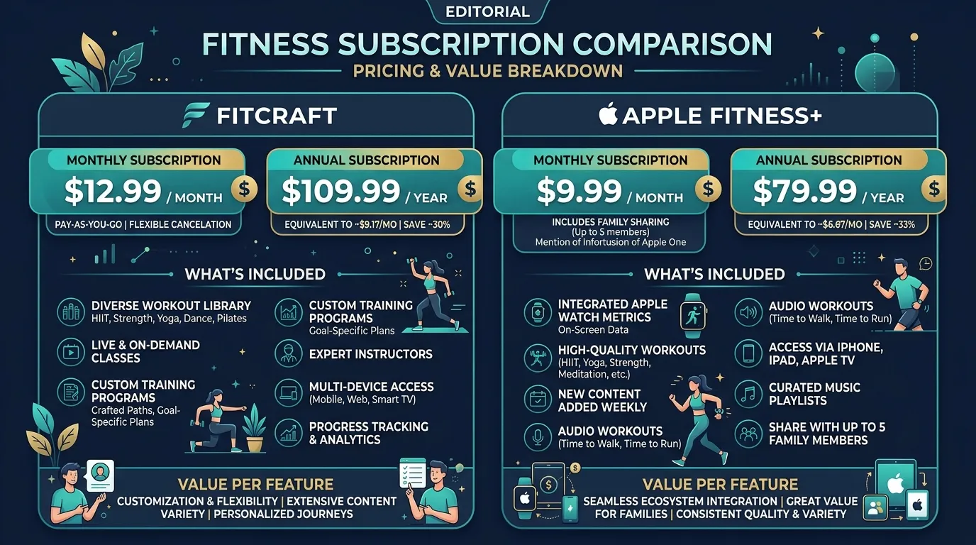 Fitcraft Vs Apple Fitness Pricing — visual guide for the Where FitCraft Wins section