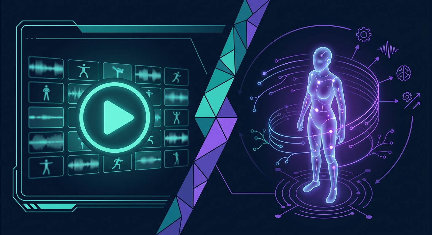 Side-by-side comparison of FitCraft adaptive AI coaching versus BODi Beachbody follow-along video workout programs