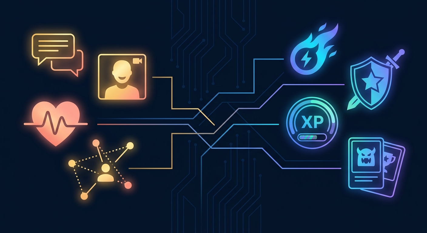Infographic comparing human coaching accountability with AI gamification engagement mechanics for workout consistency