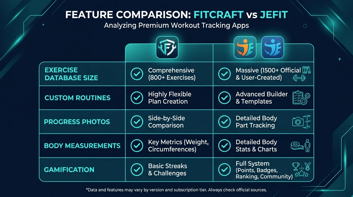Fitcraft Vs Jefit Feature Grid — from FitCraft vs JEFIT: Which Fitness App Is Right for You?
