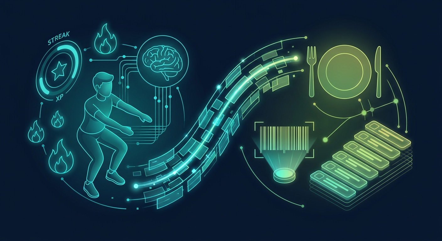 Comparación lado a lado del coaching de entrenamientos con IA y gamificación de FitCraft versus la app de seguimiento de calorías y nutrición MyFitnessPal