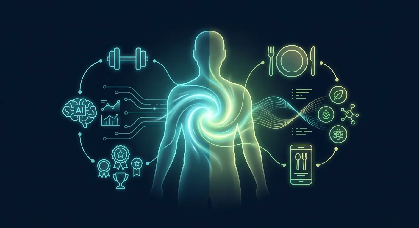 Diagram showing how FitCraft handles workout coaching and exercise consistency while MyFitnessPal handles nutrition tracking and calorie counting as complementary fitness tools