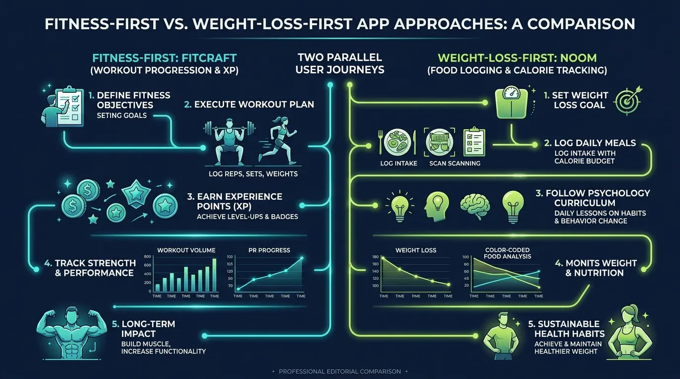 Fitcraft Vs Noom Fitness Vs Weightloss — visual guide for the The Core Difference section