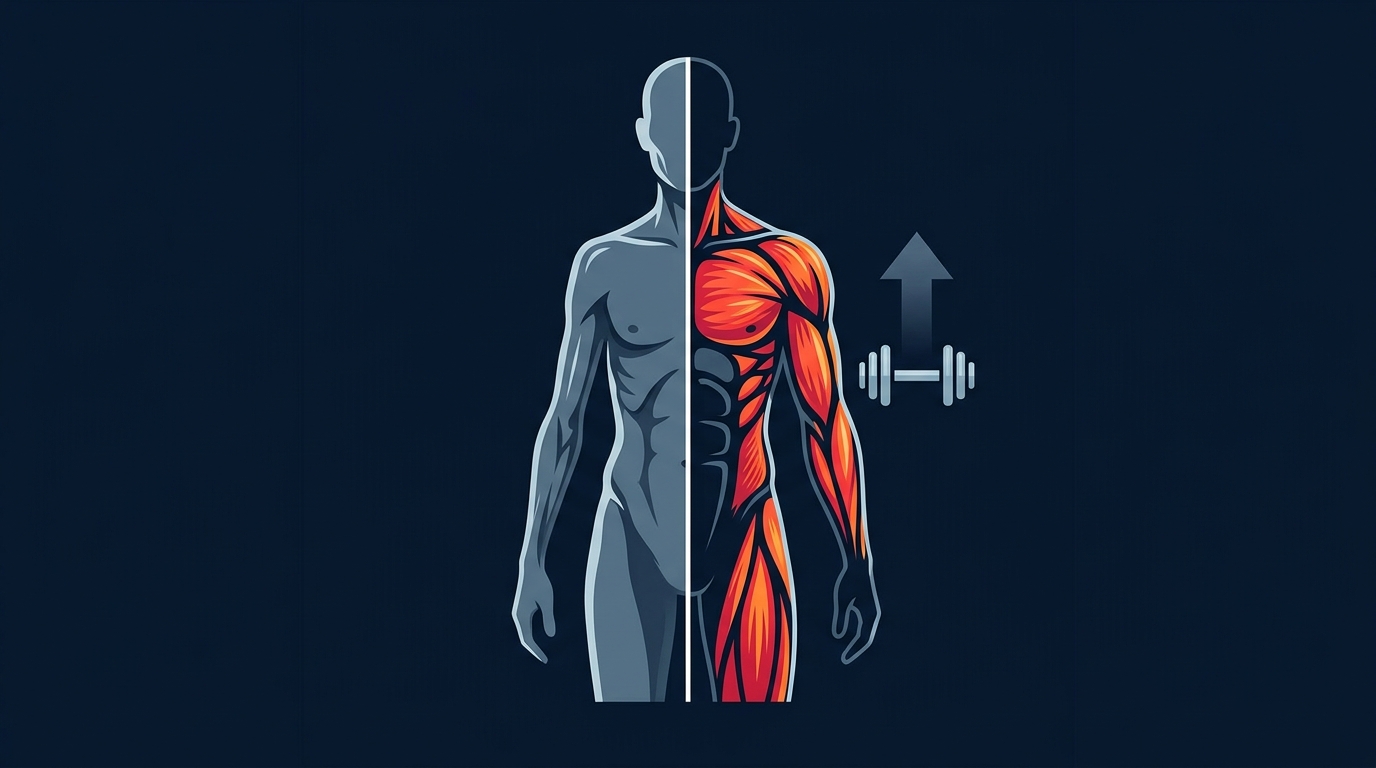 Illustration comparing fat loss versus muscle loss during GLP-1 weight loss and how strength training protects lean mass