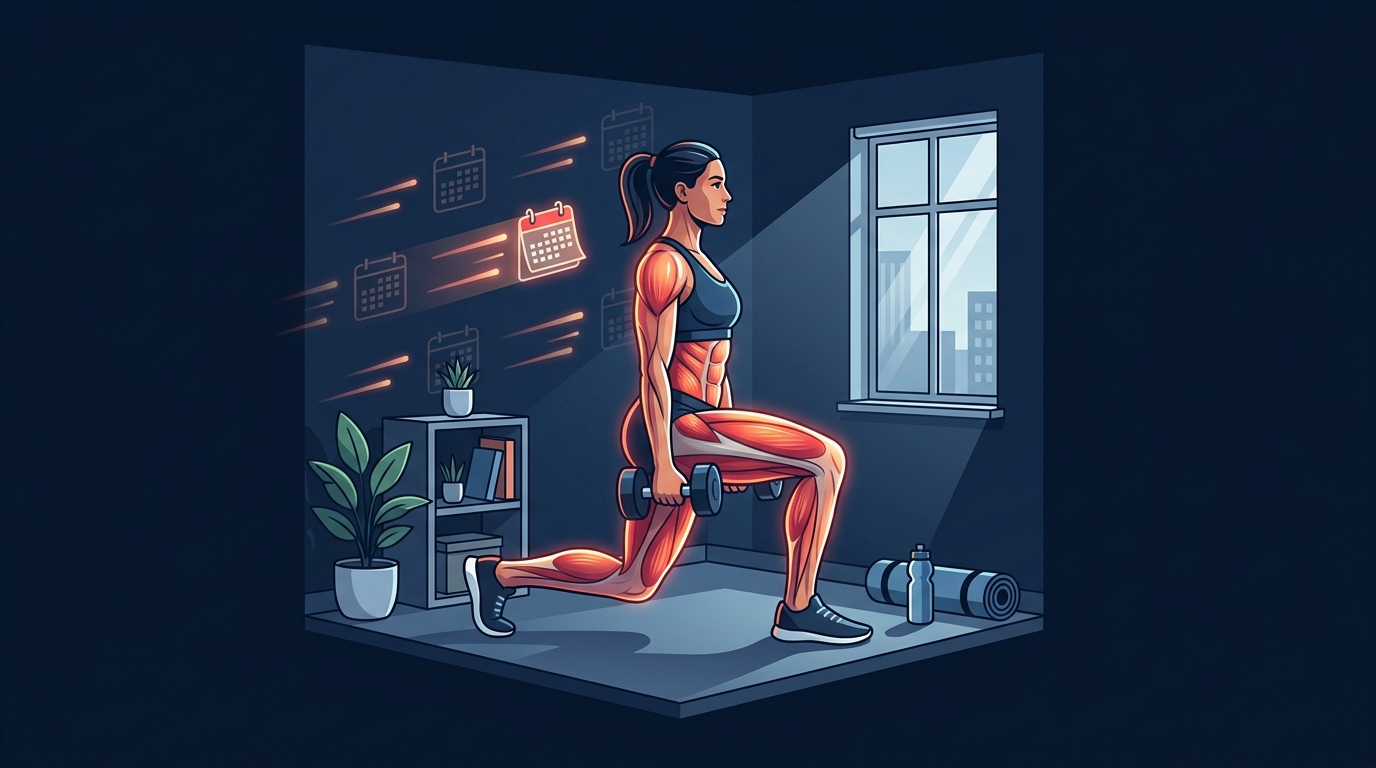 Illustration of a person resistance training at home to preserve muscle during GLP-1 weight loss