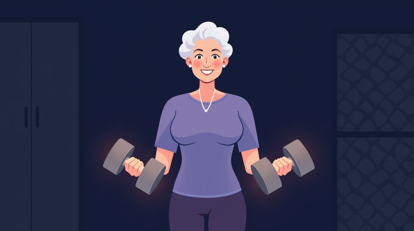 Adulte plus âgé pratiquant la musculation à domicile avec une programmation adaptée aux articulations