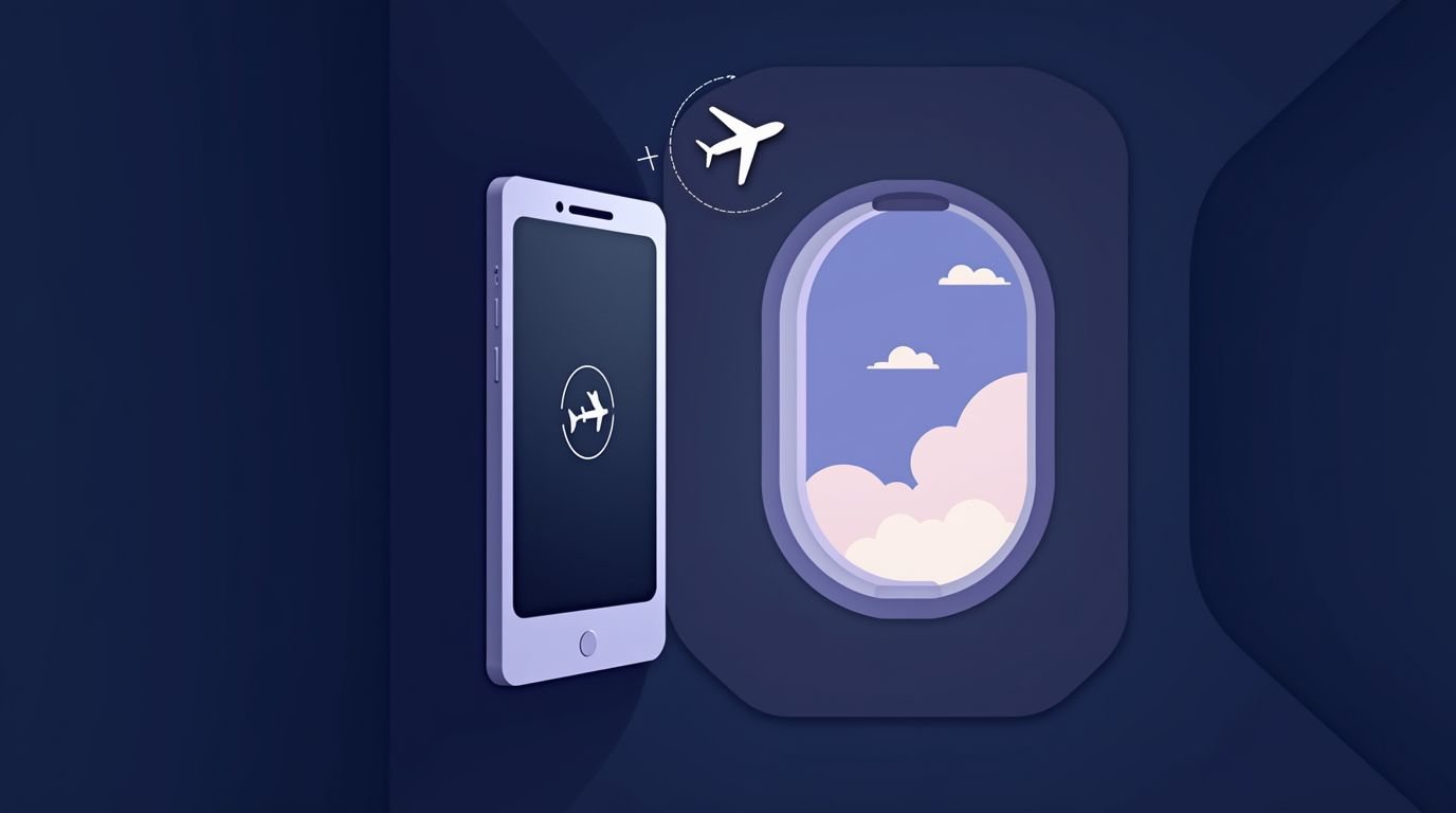 Offline-Workout-App im Flugmodus während eines Fluges
