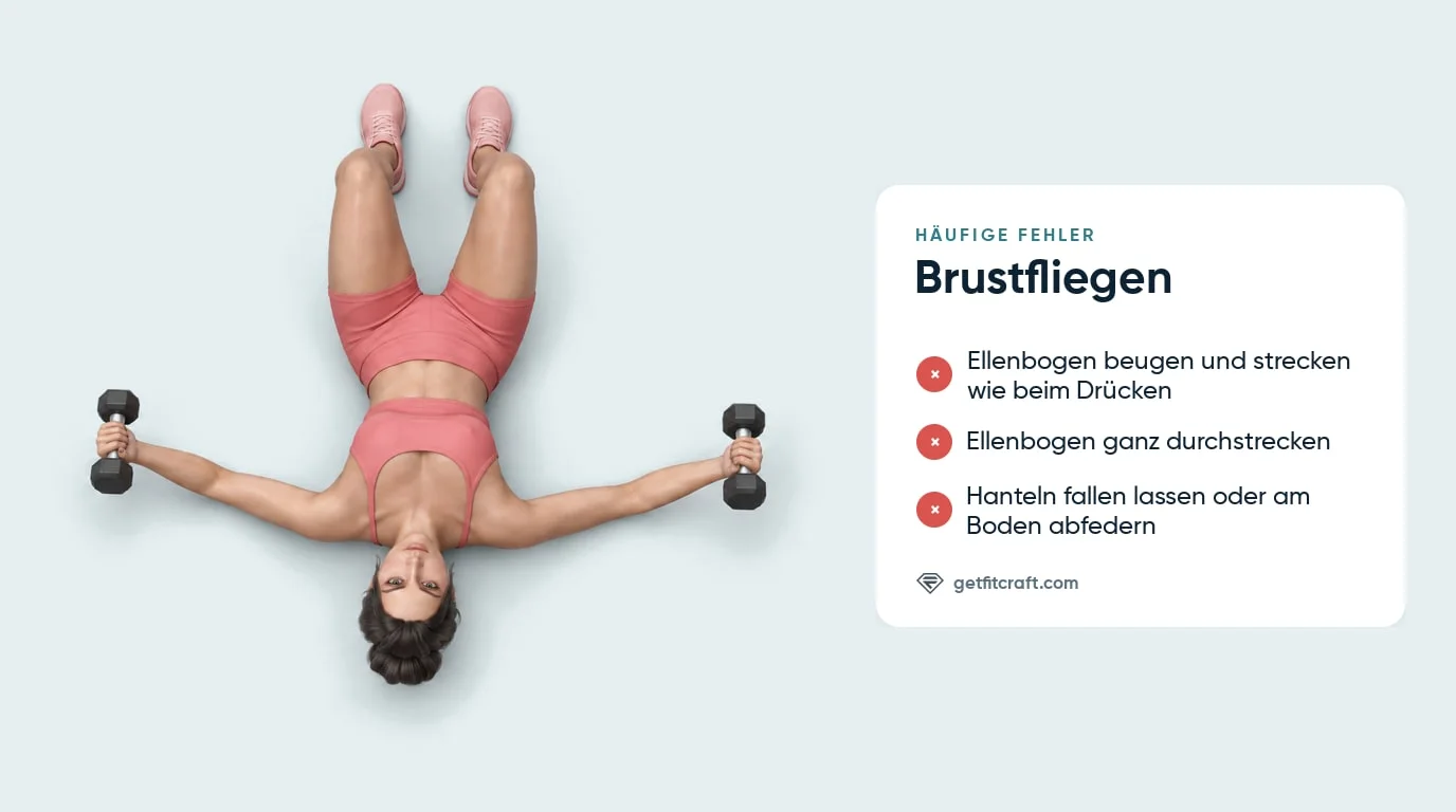Häufige Fehler bei Brustfliegen neben der richtigen Bodenposition: Arme auf Schulterhöhe, Ellenbogen leicht gebeugt