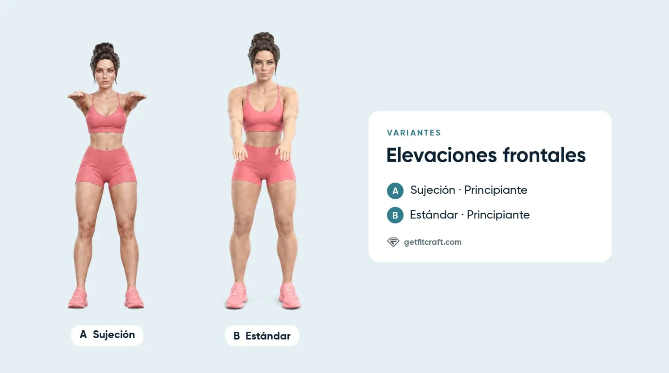 Elevación frontal sin pesas: una sujeción con ambos brazos a la altura del hombro junto a una elevación a medio recorrido