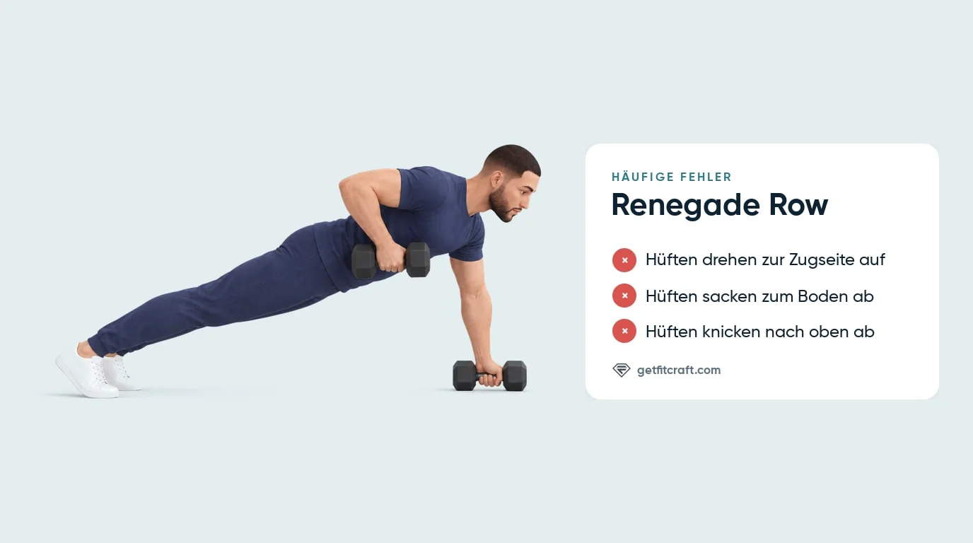 Renegade Row, häufige Fehler: Hüften drehen, sacken oder knicken ab, neben der richtigen Form mit waagerechten Hüften