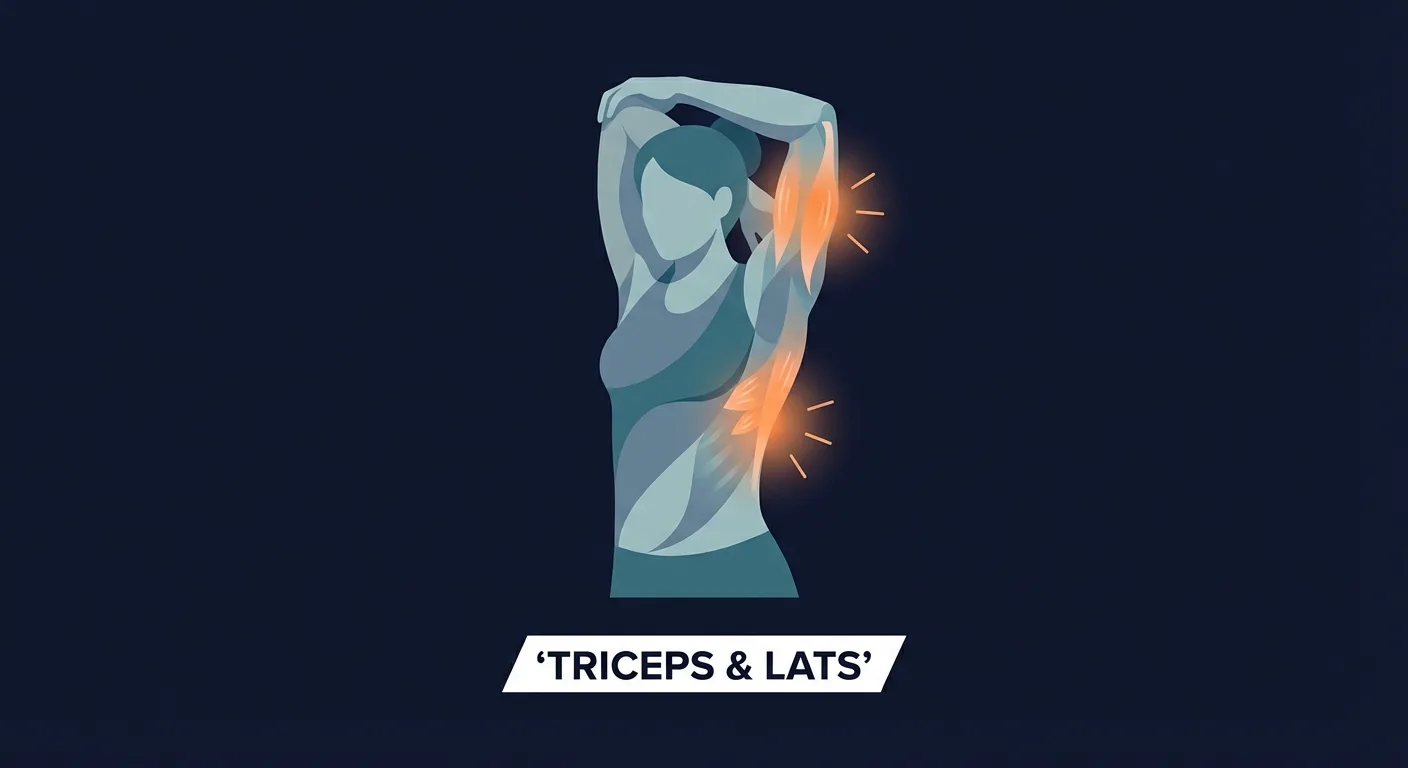 Tricep-n-lat stretch muscles worked diagram showing triceps long head and latissimus dorsi activation