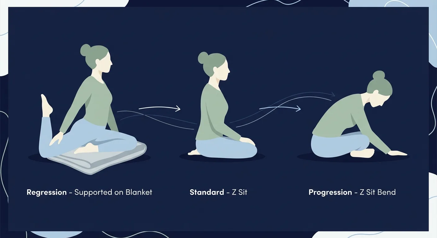 Z sit progression path showing supported regression, standard Z sit, and Z sit bend progression