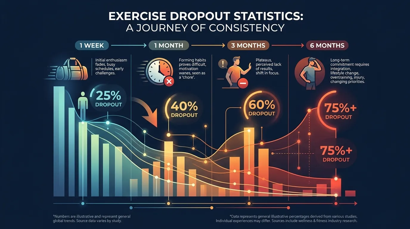 Exercise Dropout Statistics — visual guide for the The Three Levels of Why You Quit section