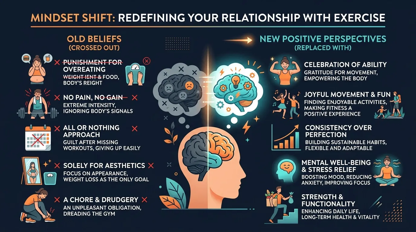 Exercise Mindset Shift — visual guide for the The Science of Enjoyment and Adherence section