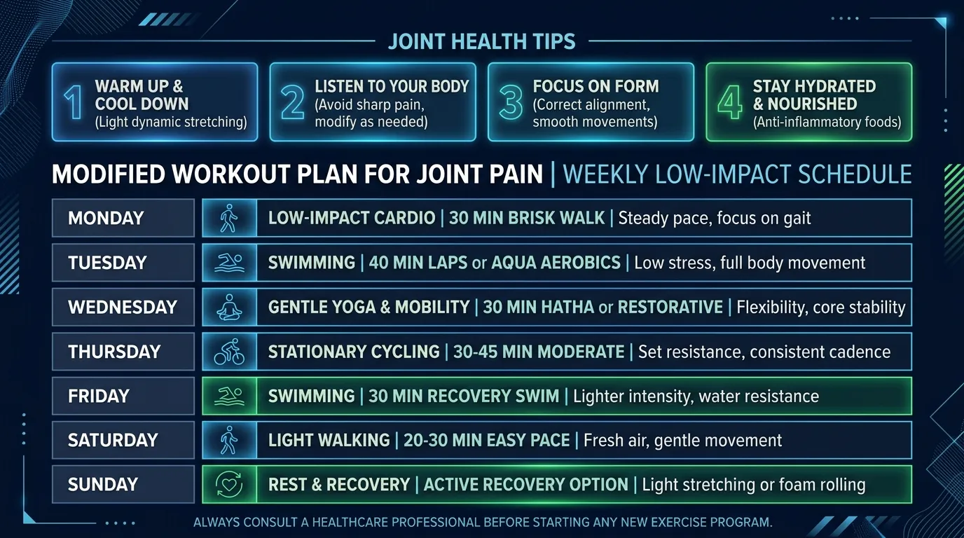 Modified Workout Joint Pain — visual guide for the How Adaptive Apps Like FitCraft Work Around Joint Pain section