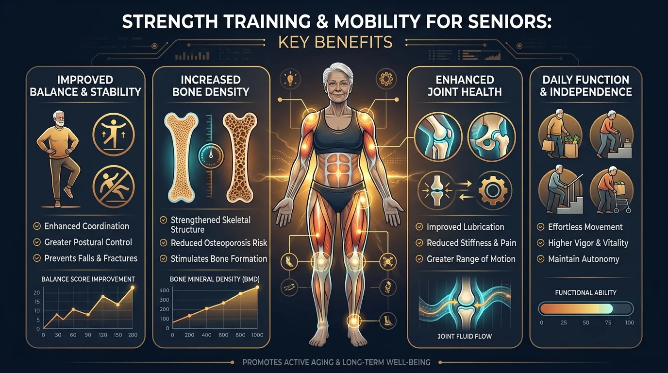 Senior Mobility Strength Benefits — visual guide for the How Gamification Keeps Older Adults Moving section