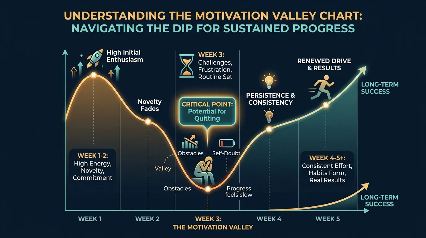 Week 3 Motivation Valley — from The Week 3 Motivation Dip: Why It Happens and How to Beat It