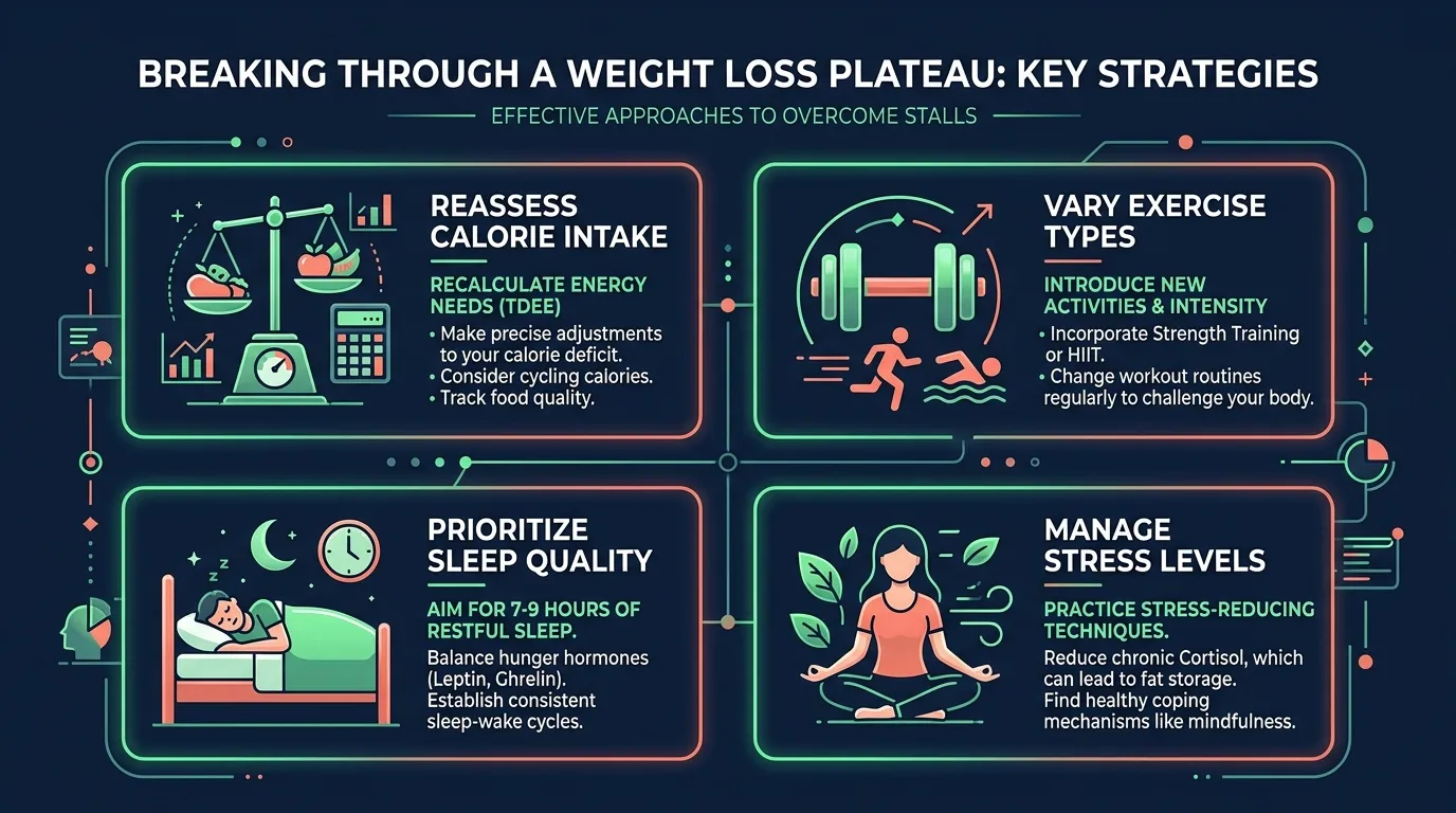 Weight Loss Plateau Strategies — visual guide for the What Actually Works: Progressive Overload section