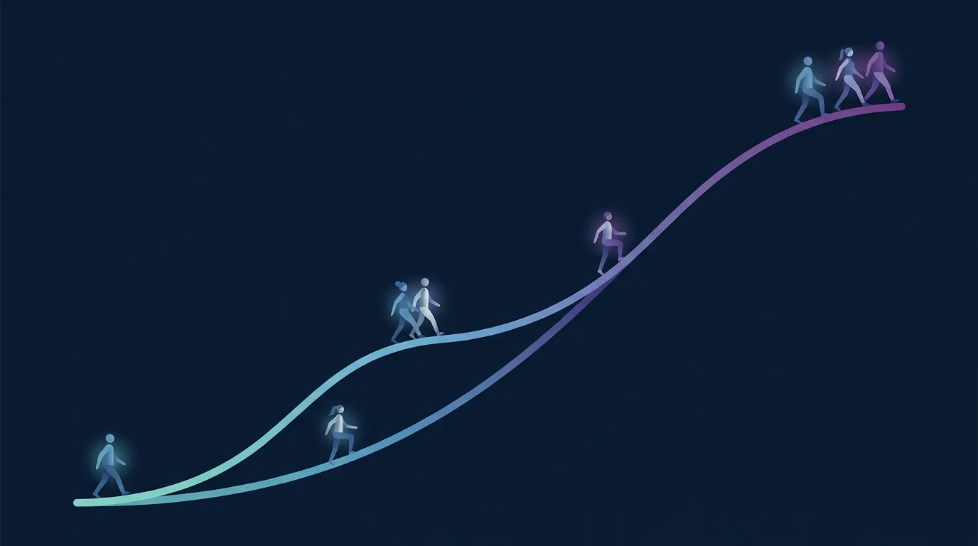 Illustrated dose-response curve showing how mortality risk drops steeply between 2000 and 4000 steps per day then gradually levels off toward 10000 steps