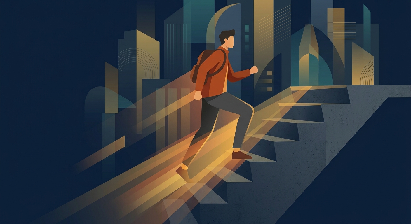 Visual representation of vigorous intermittent lifestyle physical activity showing everyday movements like stair climbing and brisk walking linked to cancer risk reduction