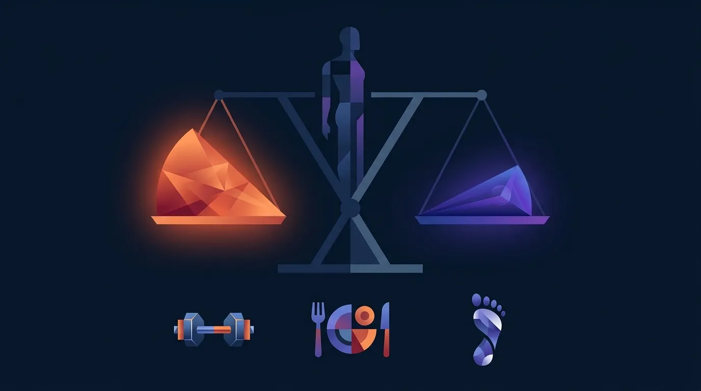 Editorial illustration showing the fat versus lean mass split of weight loss on GLP-1 medications with a resistance training intervention