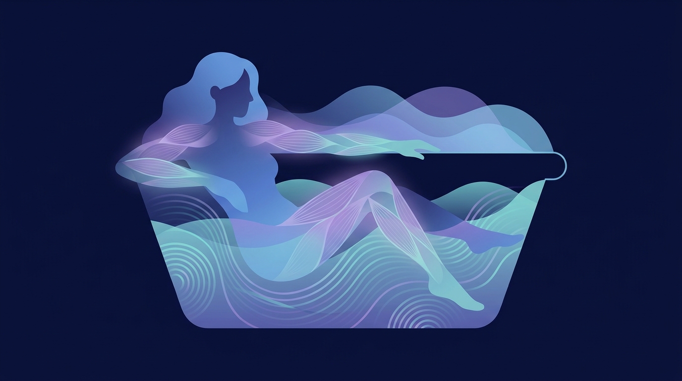 Illustration showing the dual effects of cold water immersion on exercise recovery and muscle adaptation
