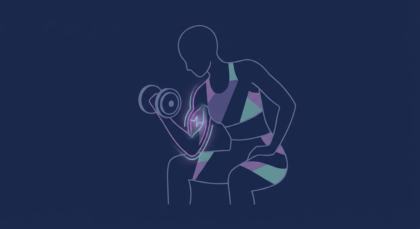 Illustration of focused attention on bicep muscle during a dumbbell curl exercise showing the mind-muscle connection concept