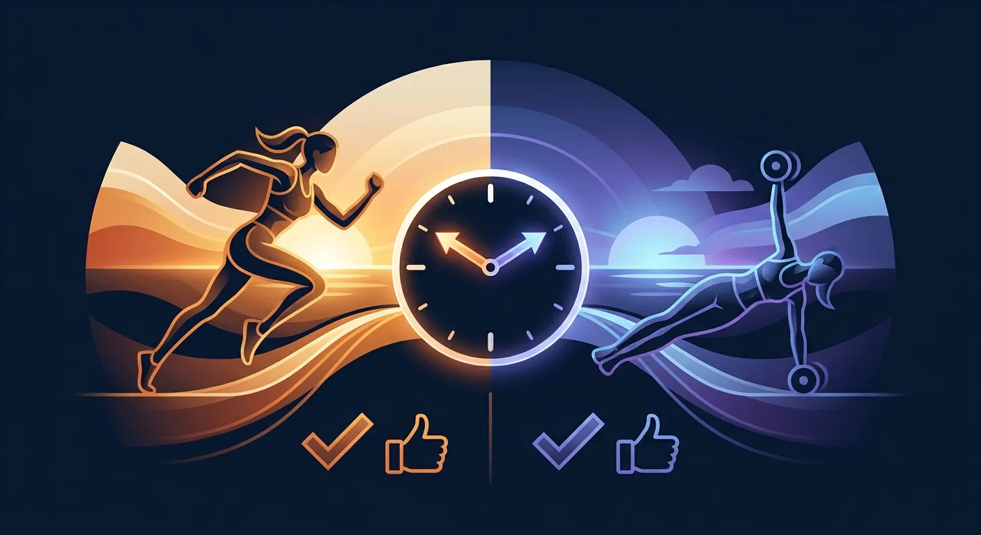 Konsistenz versus Timing Infografik, die zeigt, dass Training zu einer konsistenten Tageszeit signifikant höhere Aktivitätslevel produziert als variierende Trainingszeiten