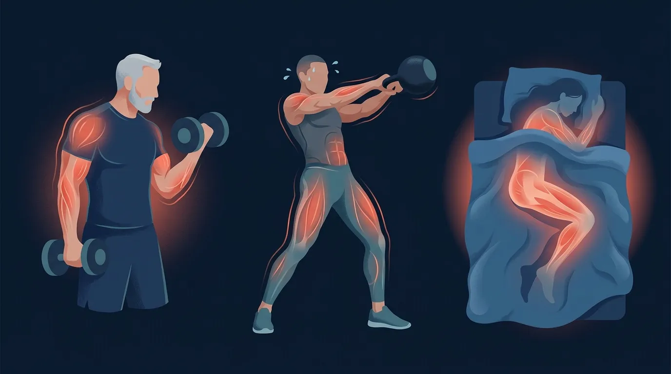 Concept illustration showing who benefits most from pre-sleep protein including older lifters athletes in a cut and people with uneven daytime protein distribution