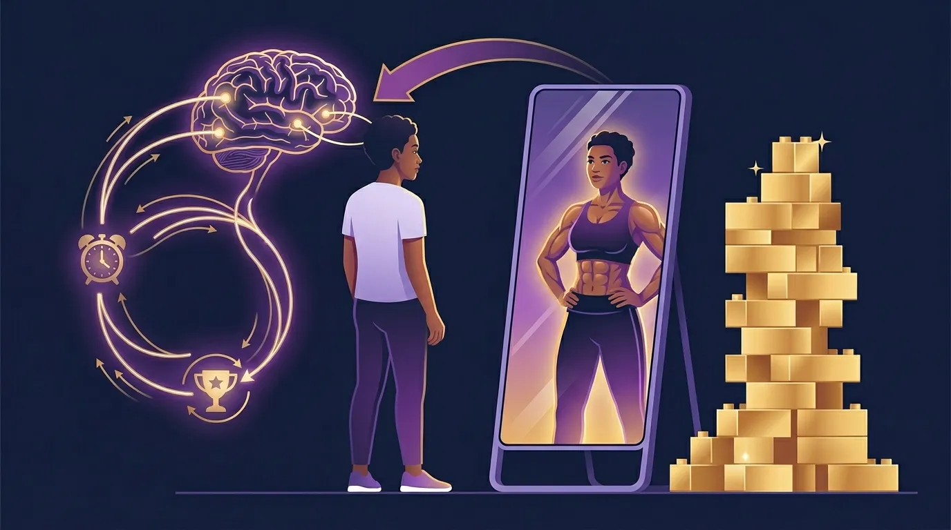 Month2 Identity Shift Self Efficacy — visual guide for the The Psychology: Something Shifts in Your Head section