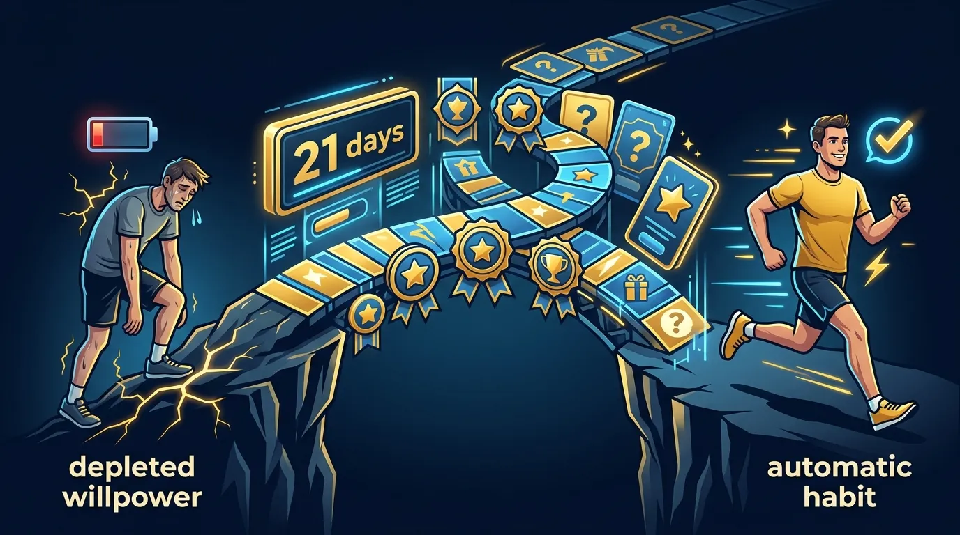 Week3 Gamification Bridge Habit Formation — visual guide for the The Valley of Disappointment section